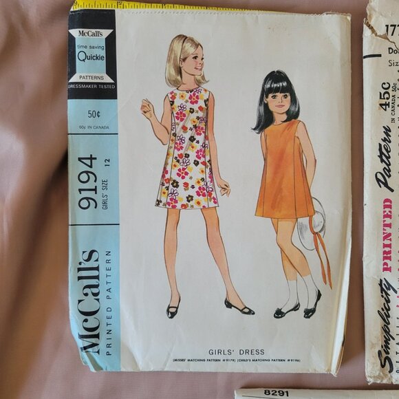 Vintage 60’s & 70’s Sewing Patterns Lot of 3. Girls Dresses, Doll Clothes, Women - Picture 2 of 5